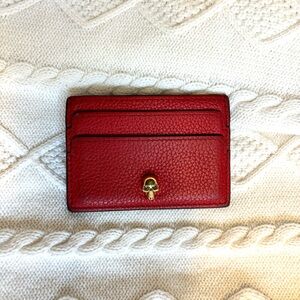 Alexander McQueen Calfskin Red Skull Card Holder